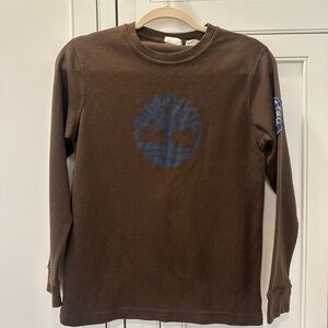 Timberland Boys Large brown Waffle knit Long Sleeve Shirt cotton